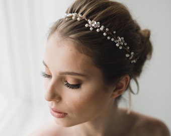 Pearl Hair Vine | Gold Hair Vine | Pearl Bridal Headband | Pearl Bridal Hair Wreath | Rhinestone and Pearl Hair Vine | The Lyla