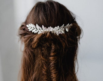 Silver Laurel Headpiece | Silver Bridal Leaf Comb | Silver Leaf Comb | Silver Leaf Headpiece | Laurel Bridal Comb | Silver Meadow Comb