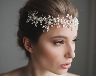 Bridal Hair Wreath | Wedding Hair Piece | Bridal Headpiece | Wedding Hair Accessories | Bridal Hair Vine | Pearl Hair Wreath  Libby