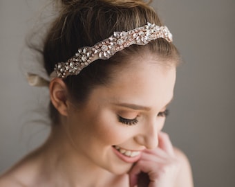 Rose Gold Bridal Headband | Rose Gold Crystal Headband | Rose Gold Bridesmaid Headband | Bridal Headband | Rose Gold Azalea Headband