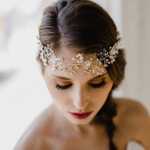 Bridal Hair Wreath Wedding Hair Wreath Bridal Crown Bridal Halo Bridal Headpiece Bridal Tiara Crystal Halo Wedding Crown image 1