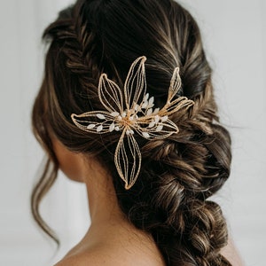 Gold Flower Hair Comb | Boho Bridal Hair Comb | Wedding Hair Piece | Gold Floral Headpiece | Flower Headpiece | Maude Hair Comb