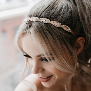 Rose Gold Bridal Headband | Rose Gold Hair Band | Rose Gold Wedding Head Piece | Bridal Hair Accessory | Calliope