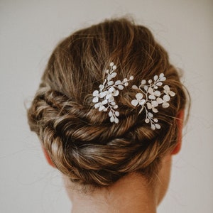 Bridal Hair Piece Bridal Hair Comb Wedding Hair Comb Bridal Headpiece Flower Hair Pins Bridal Hair Vine Bronwyn Hair Pin Duo image 1