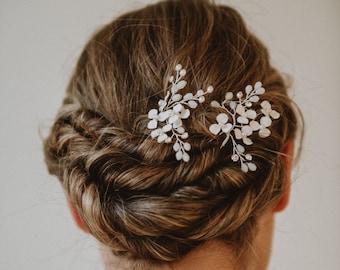 Bridal Hair Piece | Bridal Hair Comb | Wedding Hair Comb | Bridal Headpiece | Flower Hair Pins | Bridal Hair Vine | Bronwyn Hair Pin Duo