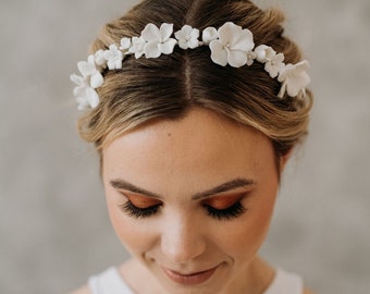 Flower Bridal Hairpiece | Clay Flower Headpiece | Wedding Hair Piece | Boho Wedding Halo Tiara | Flower Hair Wreath | Hyacinth Hair Wreath