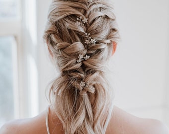 Crystal Hair Pin Set | Silver Wedding Hair Pins | Crystal Bridal Headpiece | Rhinestone Flower Hair Pins | Willow Hair Pin Set 50% off