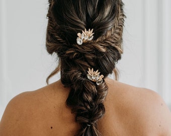 Art Deco Bridal Hair Comb Set | Crystal Hair Combs | Champagne Headpiece | Champagne Bridal Hair Comb | Gold Hair Piece | Claudia 50%