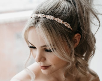 Coiffe de mariée en strass | Bandeau de mariée | Bandeau en cristal | Postiche de mariage | Diadème de cheveux de mariage | Bandeau Calliope