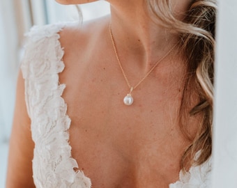 Pearl Bridal Necklace | Crystal Wedding Necklace | Crystal Pearl Necklace | Pearl Drop Necklace | Taya Necklace