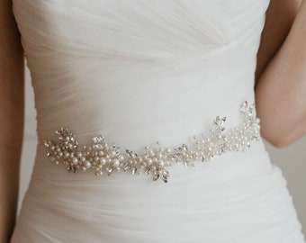 Pearl Bridal Belt | Pearl Wedding Dress Belt | Bridal Sash Belt | Wedding Belt | Pearl Belt | Bridal Belt | Libby Sash