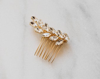 Crystal Leaf Bridal Hair Comb | Wedding Hair Comb | Bridal Headpiece | Gold Leaf Hair Comb | Crystal Hair Comb | Wedding Headpiece Wynn