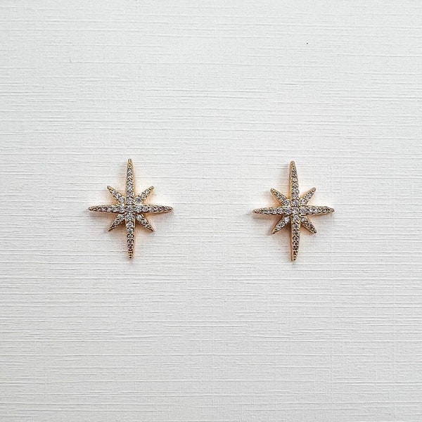 Crystal Star Earrings | Celestial Wedding Stud Earrings | Cosmic Starburst Earrings | Celestial Wedding Jewelry | Star Jewelry Starburst