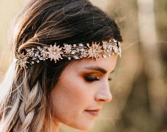 Celestial Bridal Hair Vine | Star Bridal Headband | Gold Bridal Hairpiece | Celestial Headpiece | Lotus