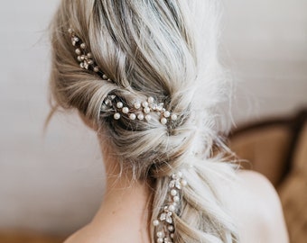 Pearl Hair Vine | Bridal Hair Vine | Bridal Hair Wrap | Hair Vine for Bride | Pearl and Crystal Headband | Lyla