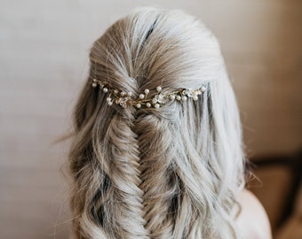 Bridal Hair Comb | Gold Hair Comb | Crystal and Pearl Headpiece | Gold Bridal Headpiece | Gold Wedding Hair Piece | Petite Lyla Headpiece