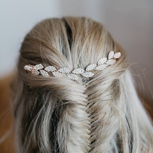 Petite Bridal Hair Vine | Crystal Leaf Hair Comb | Leaf Bridal Headpiece | Gold Wedding Hair Piece | Gold Leaf Bridal Hair Vine | Gracie