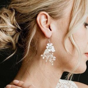 Floral Bridal Earrings | Crystal Wedding Earrings | Wedding Jewelry Bridal Jewelry Flower Earrings Floral Earrings Crystal Earrings | Paphos