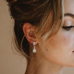 Silver Crystal Drop Bridal Earrings Lola