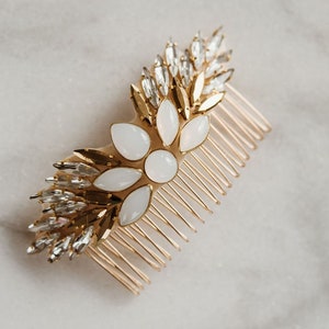 Art Deco Bridal Hair Comb | Opal and Crystal Bridal Headpiece | Gold Wedding Hair Comb | Bridal Hair Accessory | Sable