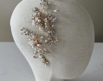 Vite per capelli di cristallo / Aureola nuziale dorata / Ghirlanda per capelli dorata / Vite per capelli da sposa dorata / Copricapo da sposa / Aureola nuziale / Esempio di ghirlanda nuziale