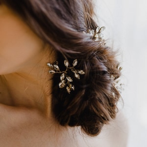 Crystal Hair Pins Bridal Hair Pins Gold Hair Pins Wedding Hair Pins Leaf Hair Comb Crystal Hair Pins Gold Nora Hair Pin 50% off image 5