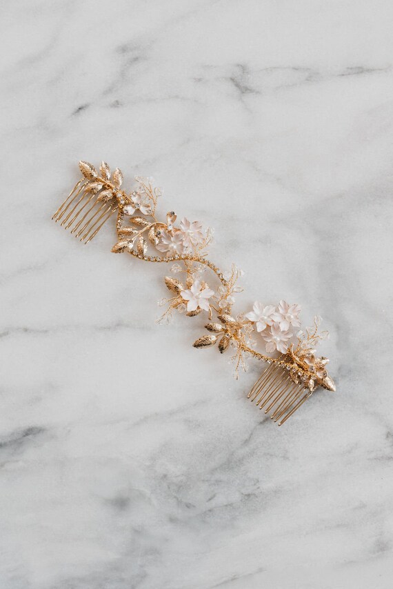 Gold Hair Vine | Bridal Hair Vine | Gold Wedding Headpiece  display picture 1