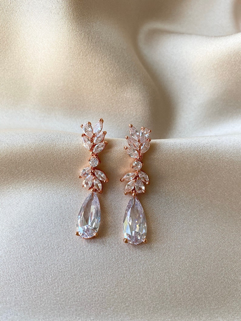 Gold Bridal Earrings Crystal Wedding Earrings Gold | Etsy