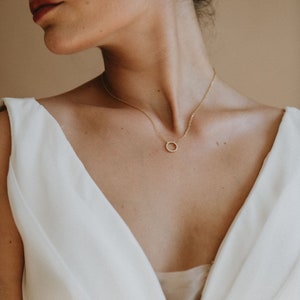 Gold Bridal Necklace Minimalist Necklace Gold Wedding Necklace Bridal Jewelry Layering Necklace Dainty Gold Bridal Chain Infinity image 2
