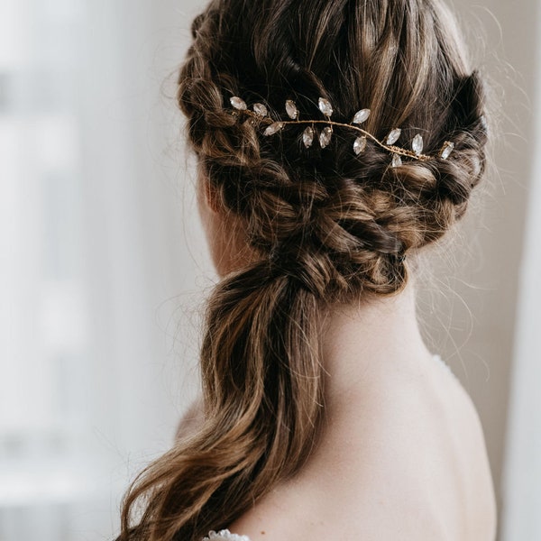 Bridal Hair Comb | Crystal Hair Comb | Gold Headpiece | Crystal Bridal Headpiece | Gold Wedding Hair Piece | Nora Headpiece
