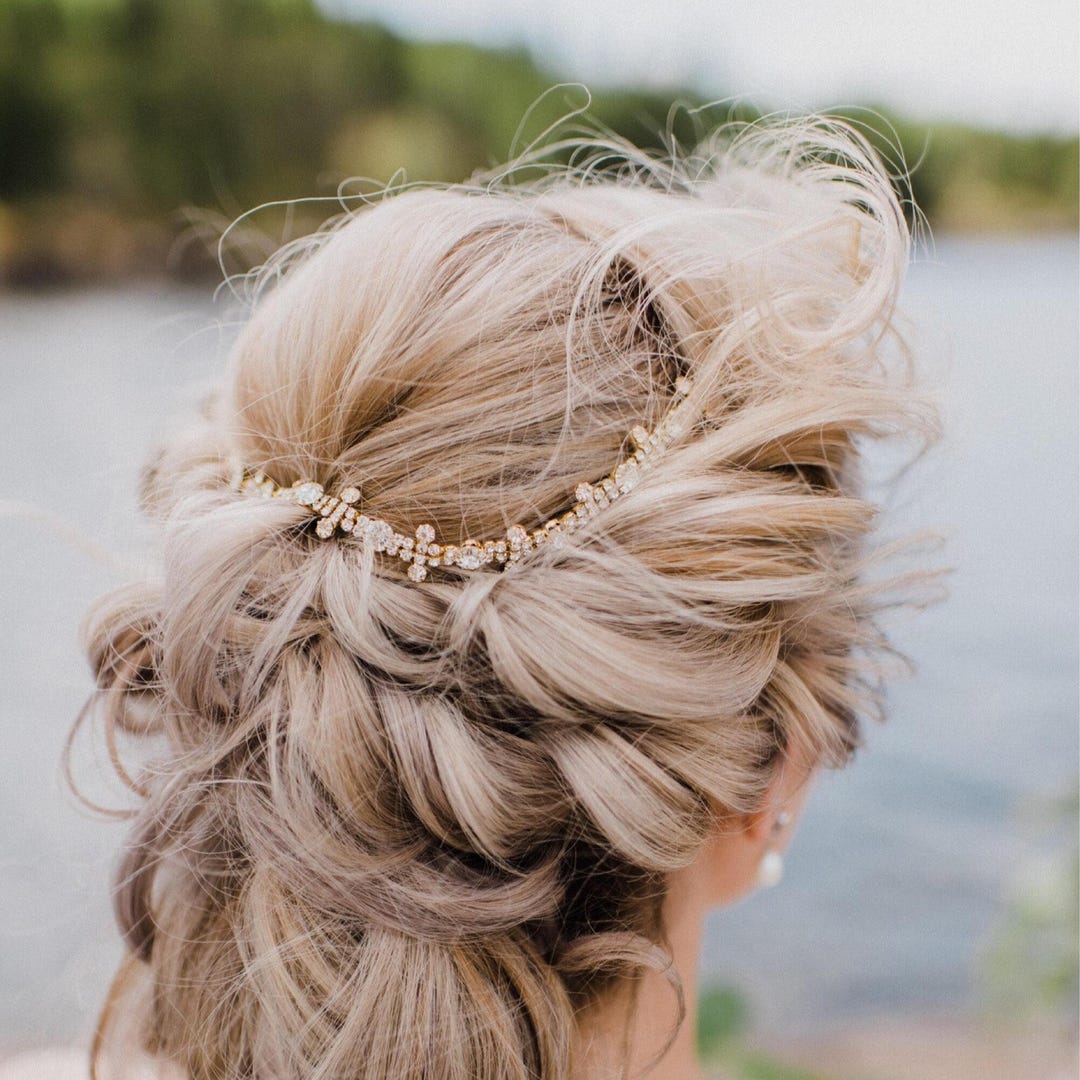 ROSE GLD METALLIC HEADBAND W/GUNMETAL CRSTL&PRL main image 1