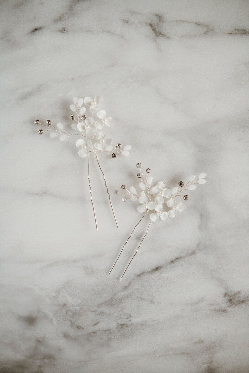 Bridal Hair Piece Bridal Hair Comb Wedding Hair Comb Bridal Headpiece Flower Hair Pins Bridal Hair Vine Bronwyn Hair Pin Duo image 8