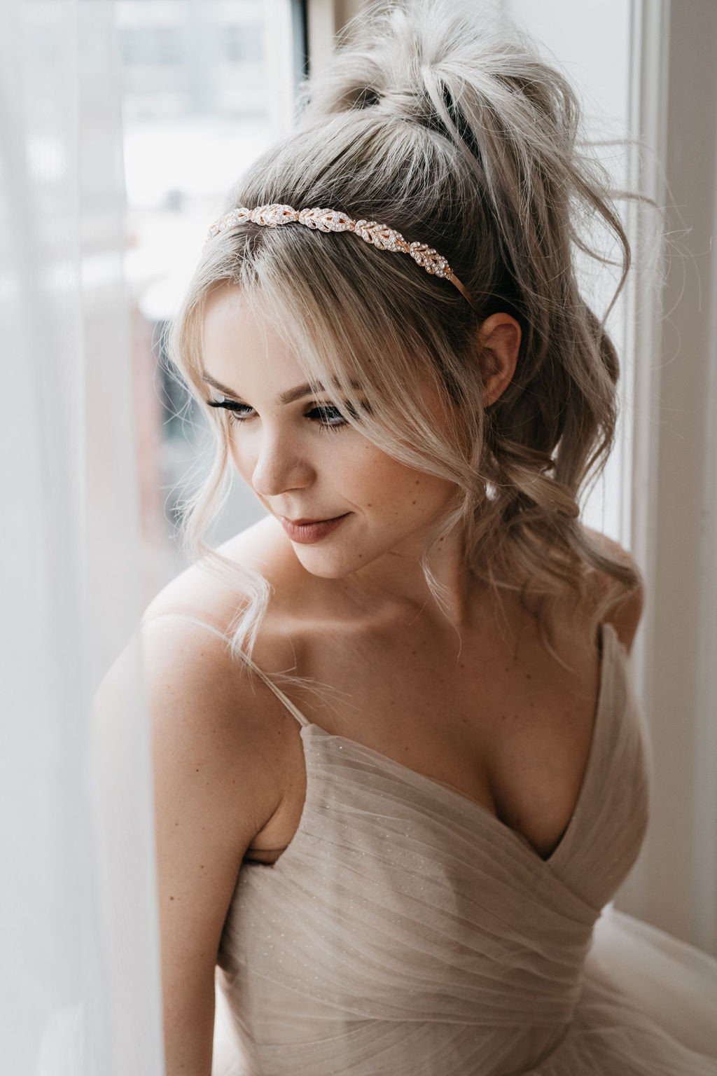 Cerchietto Con Alone Da Sposa Con Stelle Dorate, Cerchietto Da Sposa Dorato, Copricapo Da Sposa Con Stelle, Corona Da Sposa Dorata, Cerchietto Da Sposa, Copricapo Da Sposa - Italia