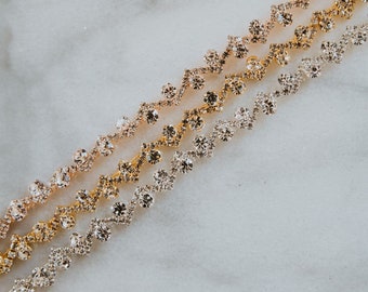 Thin Rose Gold Bridal Belt | Crystal Bridal Sash | Rhinestone Wedding Belt | Skinny Rose Gold Bridal Sash Belt | Rose Gold Astrid Sash