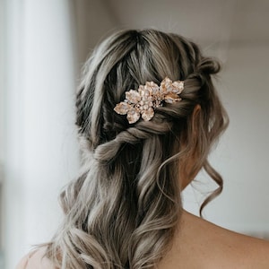 Rose Gold Hair Comb | Blush Bridal Hair Comb | Champagne Hair Piece for Bride | Comb for Wedding | Rose Gold Headpiece | Margot Comb