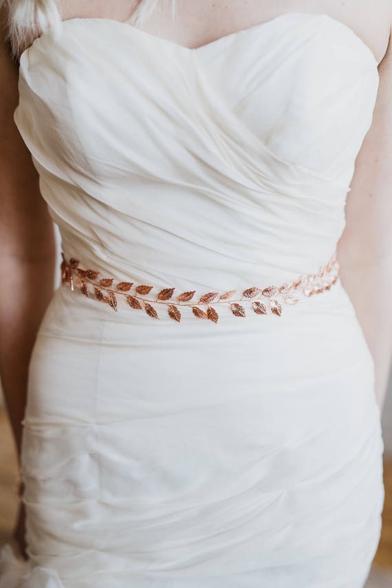 rose gold wedding dress belt