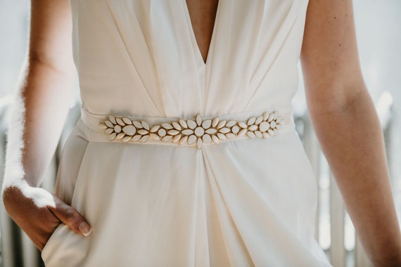 Opal Bridal Belt | Pearl Bridal Belt | Gold Beaded Wedding  display picture 3
