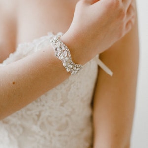 Silver Bridal Cuff Crystal Wedding Cuff Crystal Bridal Bracelet Rhinestone Cuff Bracelet Adelaide Bridal Cuff image 1