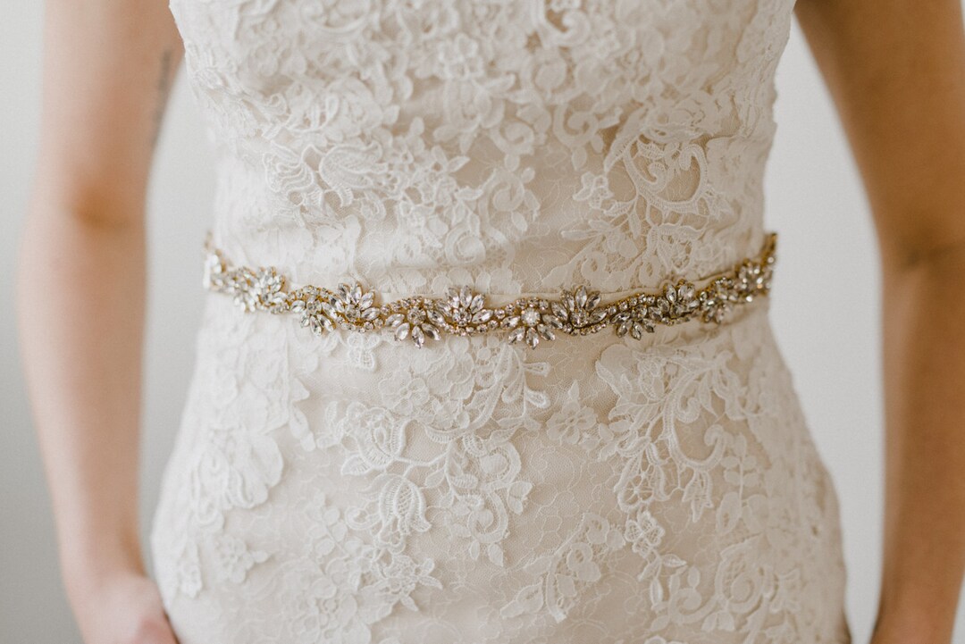 Gold Bridal Sash | Gold Wedding Dress Sash | Rhinestone Bridal Belt ...
