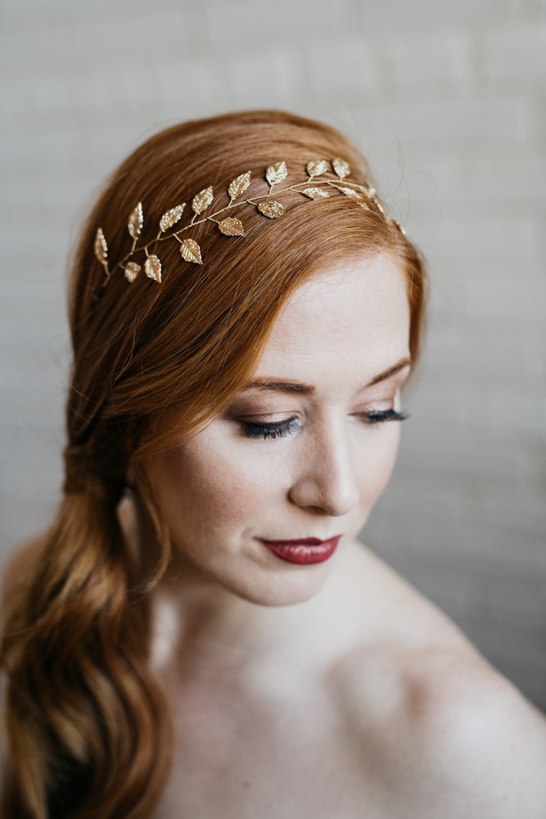 Rose Gold Leaf Bridal Headband Rose Gold Vine Headpiece Etsy UK
