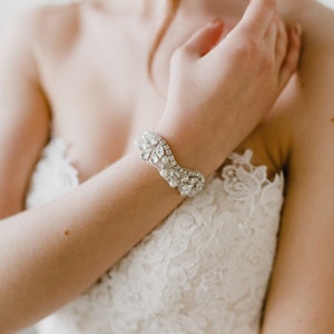 Silver Bridal Cuff Crystal Wedding Cuff Crystal Bridal Bracelet Rhinestone Cuff Bracelet Adelaide Bridal Cuff image 2