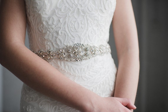 Crystal and Pearl Bridal Belt | Beaded Wedding Dress Sash  display picture 1