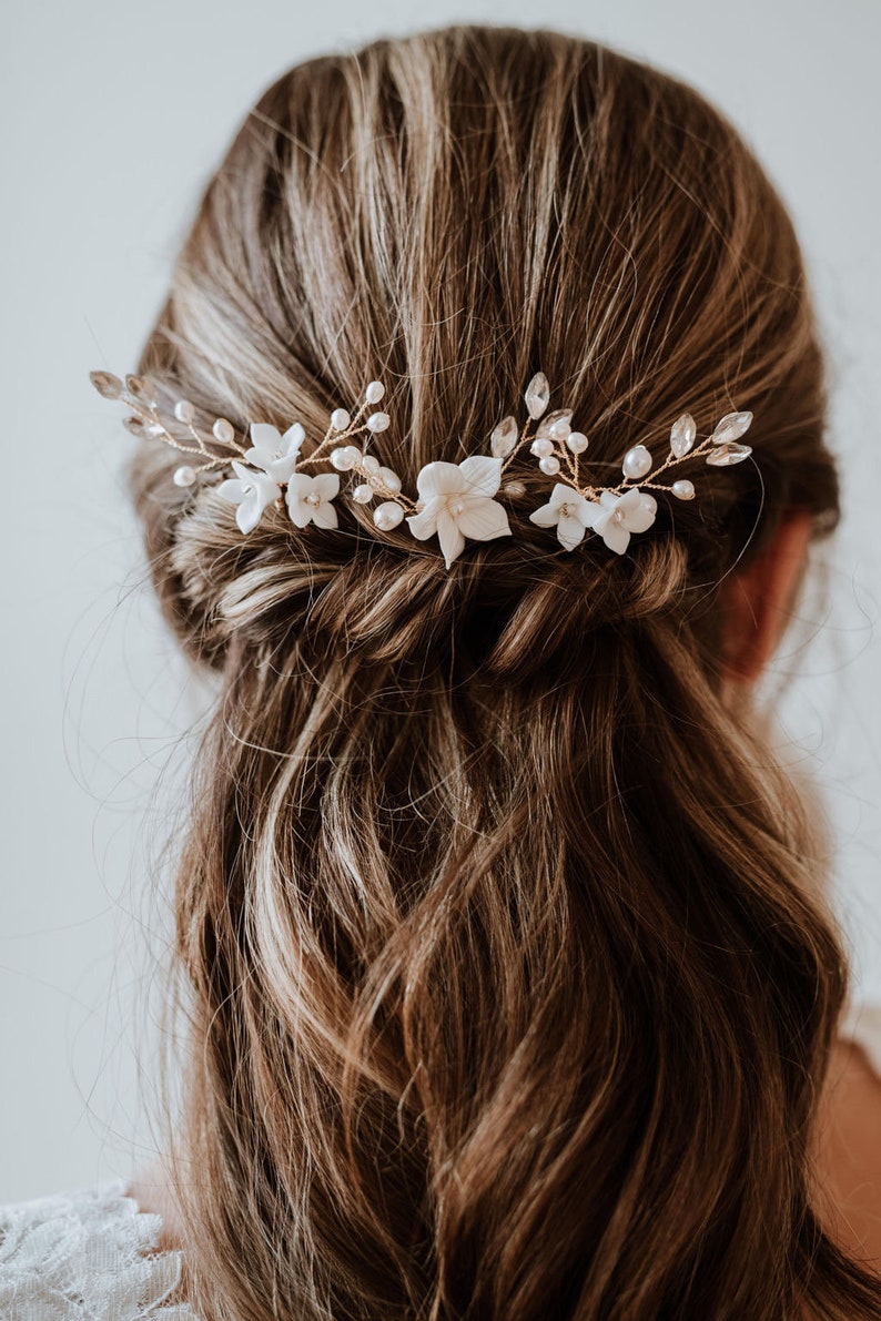 Gold Leaf Bridal Hair Pin Gold Flower Hair Comb Petite Bridal Wedding Hair Pin Gold Wedding Hair Comb Paloma Hair Pin image 7