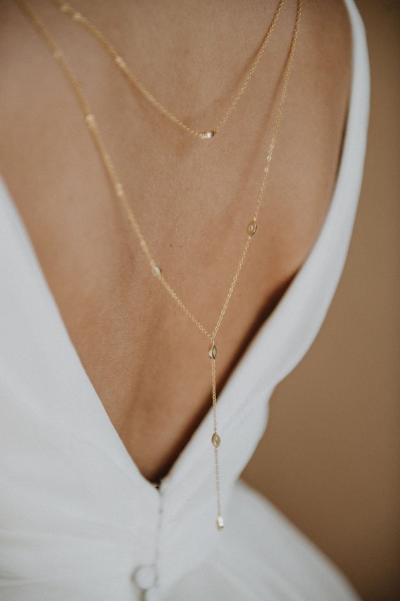 Backdrop Necklace Bridal Back Necklace Back Hanging Necklace