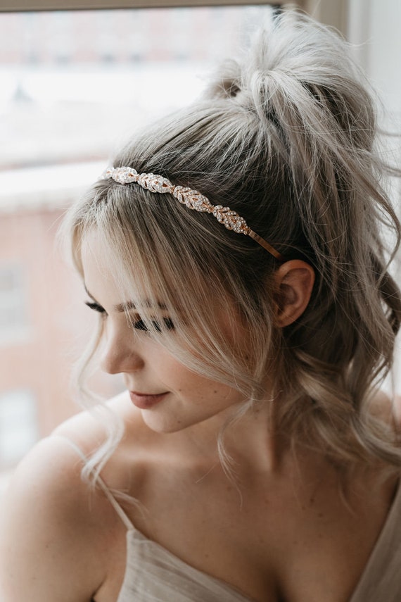 Rhinestone Bridal Headband: Crystal Leaf Wedding Hairpiece  display picture 3