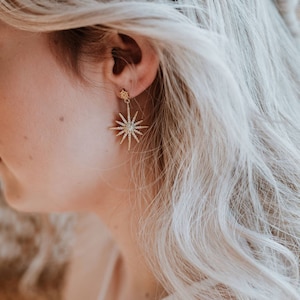 Gold Bridal Earrings | Gold Crystal Bridal Earrings | Gold Statement Earrings | Drop Wedding Earrings | Wedding Jewelry | Lyra Earrings