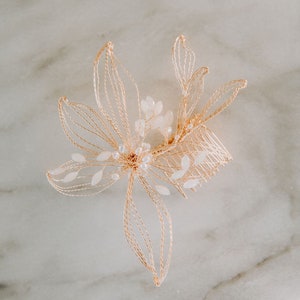 Gold Flower Hair Comb Boho Bridal Hair Comb Wedding Hair Piece Gold Floral Headpiece Flower Headpiece Maude Hair Comb image 3