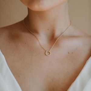 Gold Bridal Necklace Minimalist Necklace Gold Wedding Necklace Bridal Jewelry Layering Necklace Dainty Gold Bridal Chain Infinity image 3