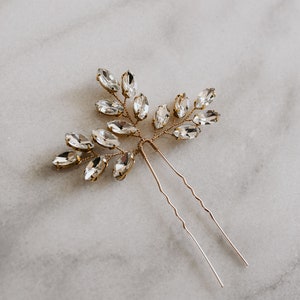 Crystal Hair Pins Bridal Hair Pins Gold Hair Pins Wedding Hair Pins Leaf Hair Comb Crystal Hair Pins Gold Nora Hair Pin 50% off image 1