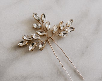 Crystal Hair Pins | Bridal Hair Pins | Gold Hair Pins | Wedding Hair Pins | Leaf Hair Comb | Crystal Hair Pins | Gold Nora Hair Pin 50% off